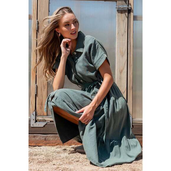 Baltic Born Logan Button Up Dress | Green Size MM - Picture 5 of 5